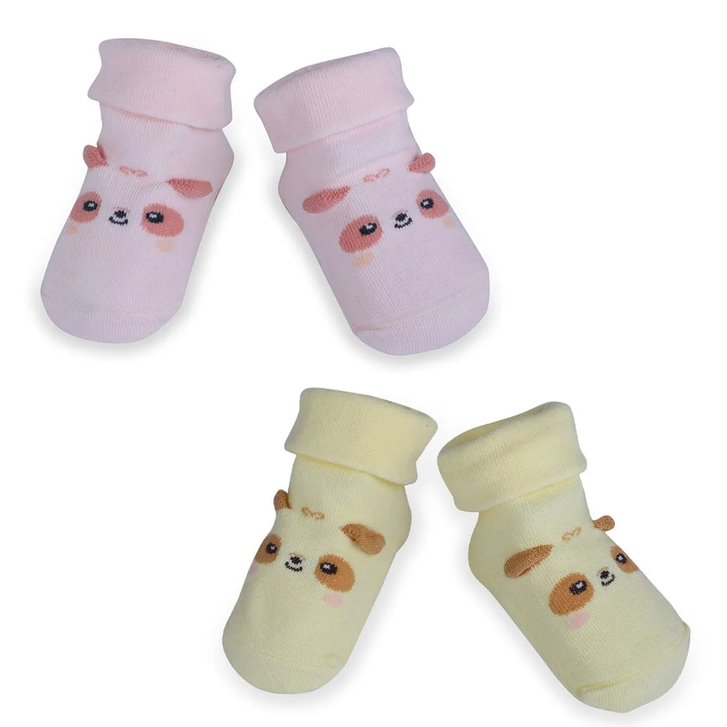 Baby Moo Little Puppy Anti-Skid 2 Pack Socks - Pink