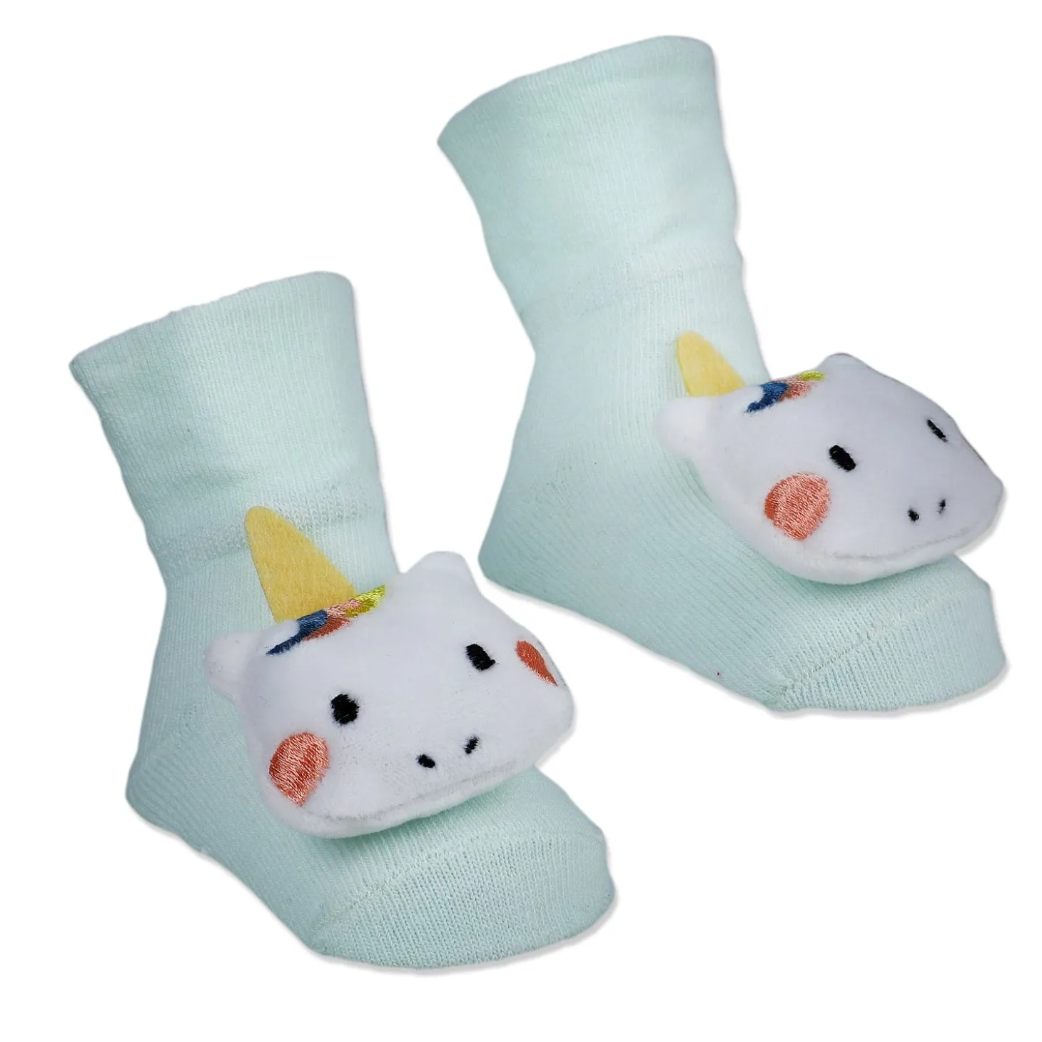Baby Moo Magical Unicorn Cotton Anti-Skid 3D Socks - Mint Green