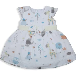Baby Moo Magical World Bow Detail Short Sleeves Muslin Dress - Yellow