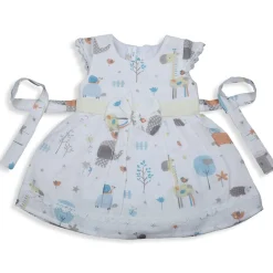Baby Moo Magical World Bow Detail Short Sleeves Muslin Dress - Yellow