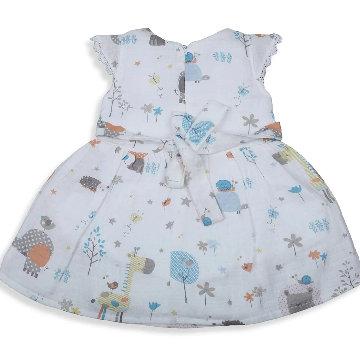 Baby Moo Magical World Bow Detail Short Sleeves Muslin Dress - Yellow