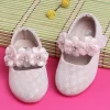 Baby Moo Mary Jane Lace Floral Applique On Velcro Strap Anti-Skid Ballerina Shoes - Pink