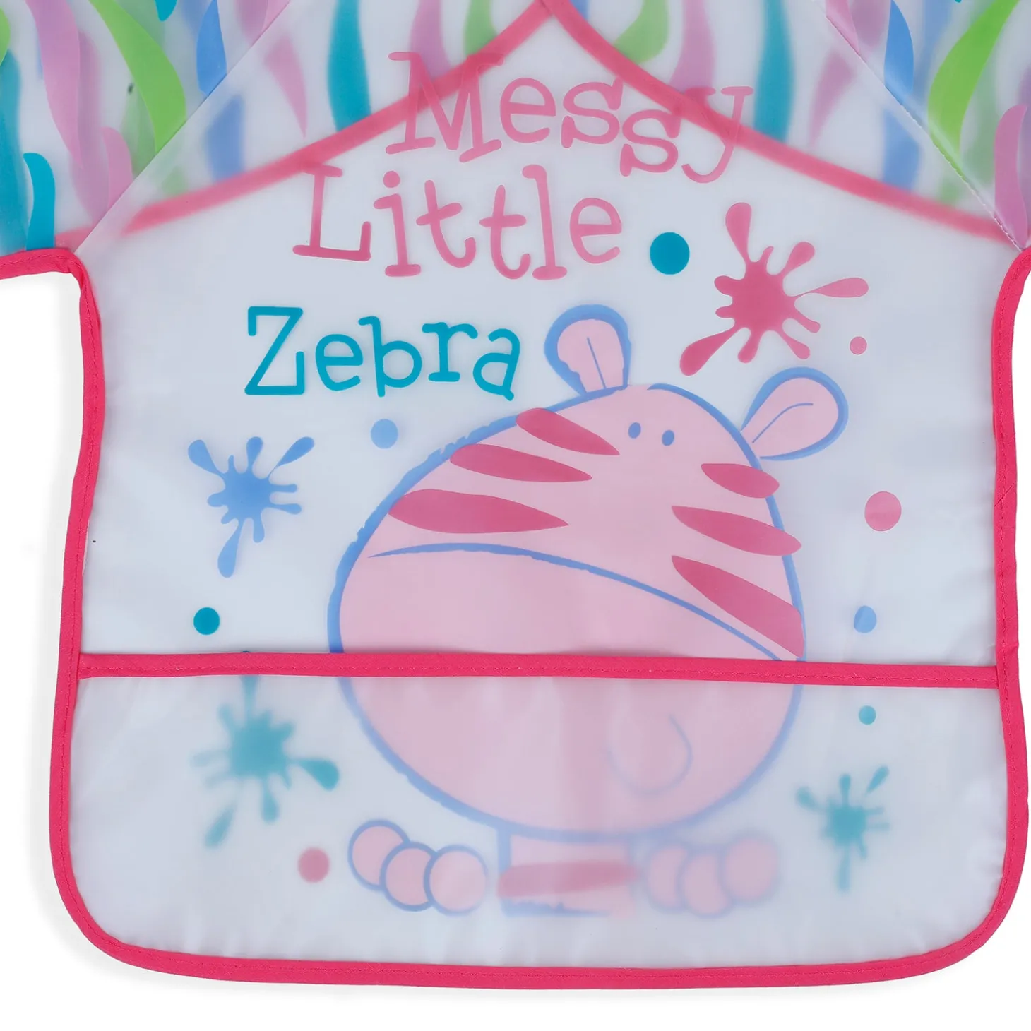 Baby Moo Messy Lil Zebra Long Sleeves Waterproof Wear Me Bib - Pink