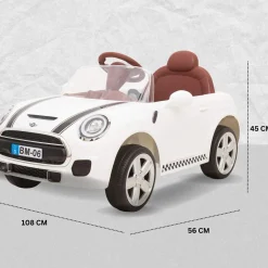 Baby Moo Mini Cooper Electric Ride-On Car for Kids | Rechargeable 12V Battery | Remote Control | USB MP3 Player | Ages 1-5 - White