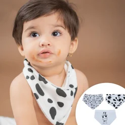 Baby Moo Mini Moo Cotton 3 Pack Bandana Bibs - White