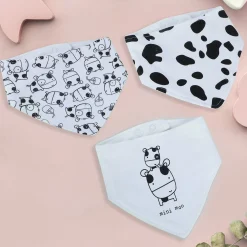 Baby Moo Mini Moo Cotton 3 Pack Bandana Bibs - White