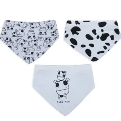 Baby Moo Mini Moo Cotton 3 Pack Bandana Bibs - White