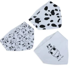Baby Moo Mini Moo Cotton 3 Pack Bandana Bibs - White