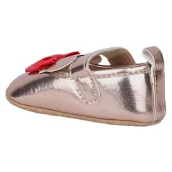 Baby Moo Mini Mouse Bow Velcro Strap Anti-Skid Ballerina Booties - Gold, Metallic