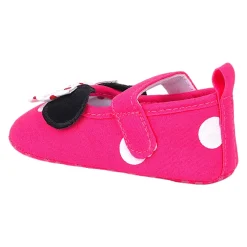 Baby Moo Mini Mouse Bow Velcro Strap Anti-Skid Ballerina Booties - Pink