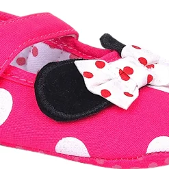 Baby Moo Mini Mouse Bow Velcro Strap Anti-Skid Ballerina Booties - Pink