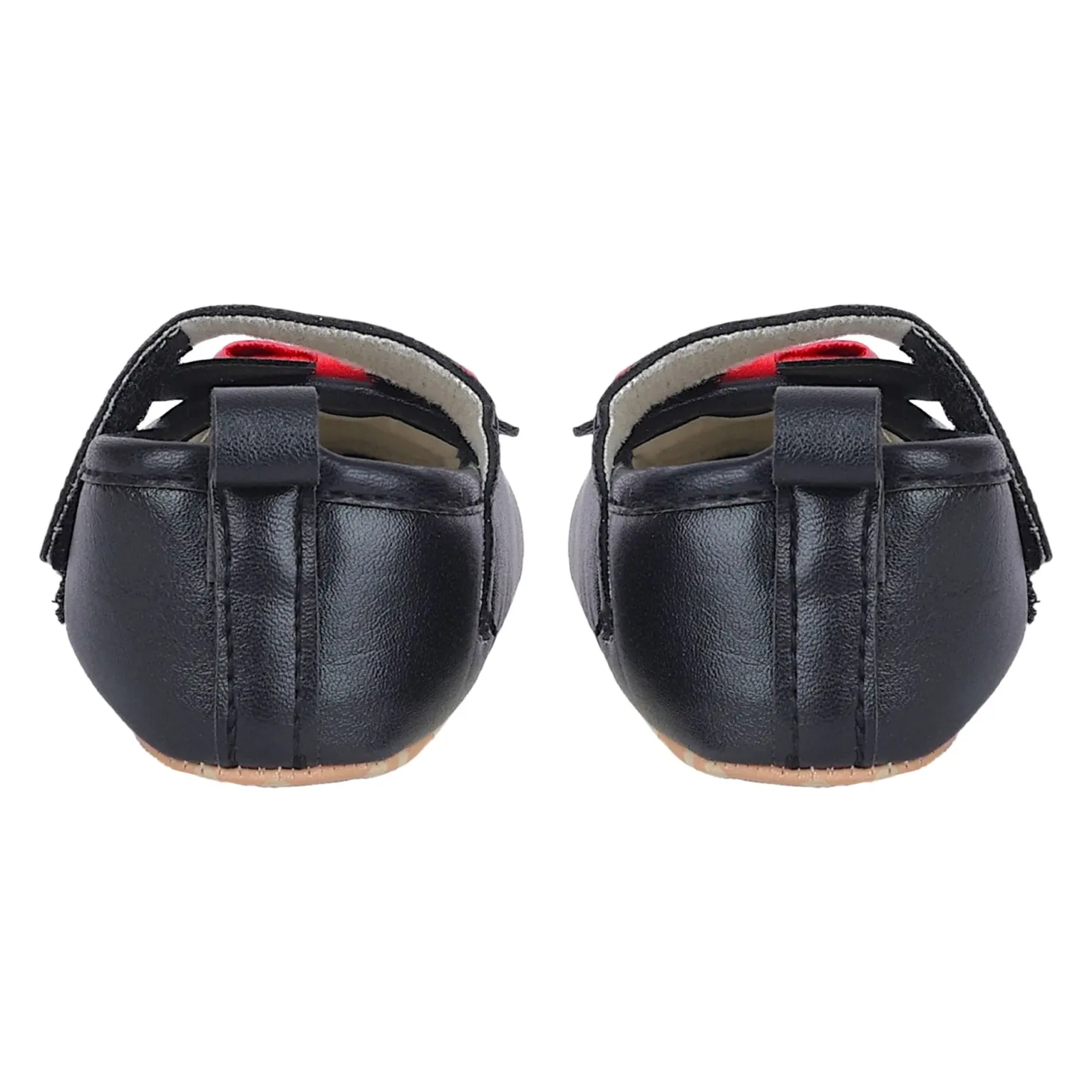 Baby Moo Mini Mouse Bow Velcro Strap Anti-Skid Ballerina Booties - Black
