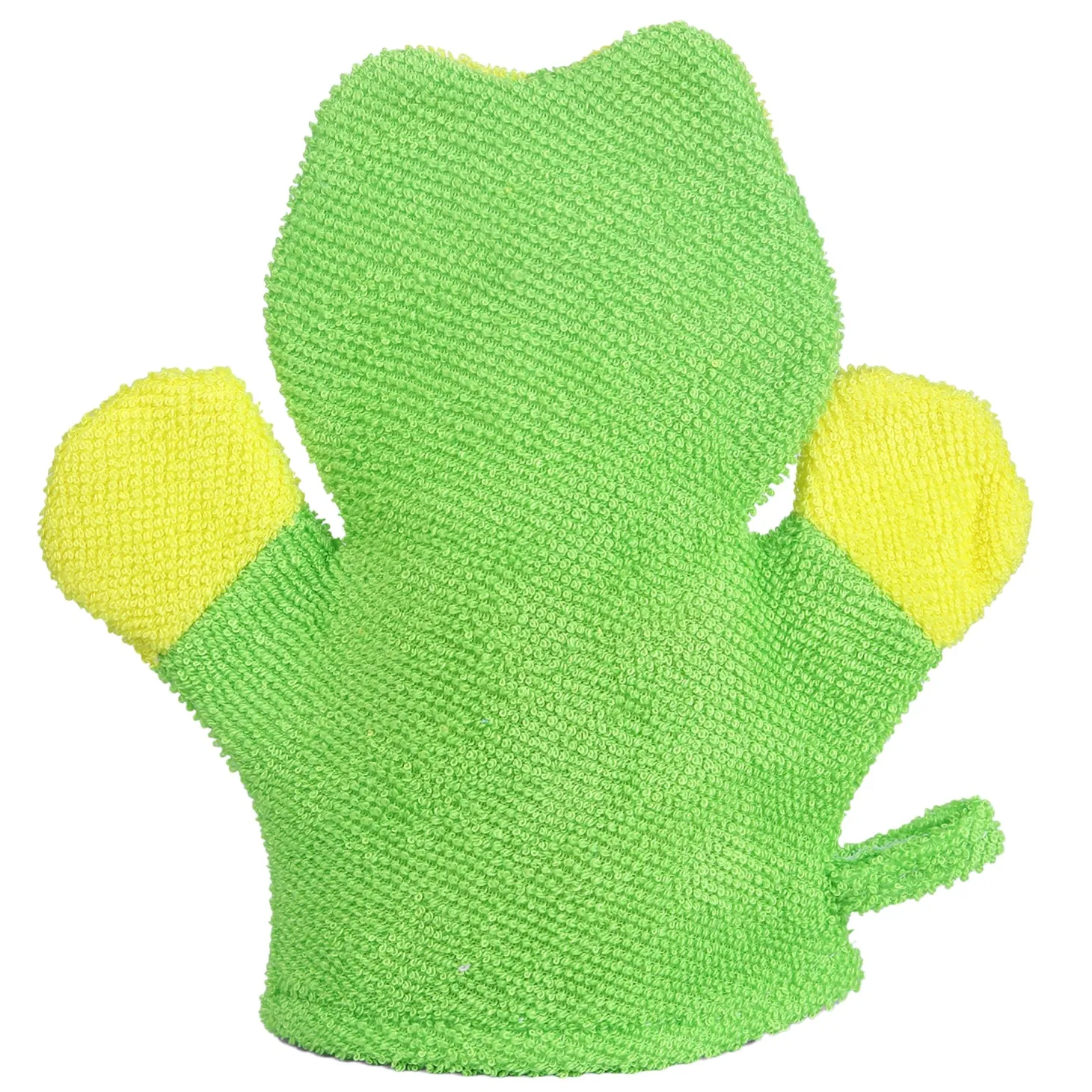 Baby Moo Mischievous Frog Bath Time Fun Hand Puppet Loofah Bath Glove - Green