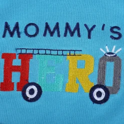 Baby Moo Mommy's Hero Racer Cotton 2 Pack Buttoned Feeding Bibs - Blue