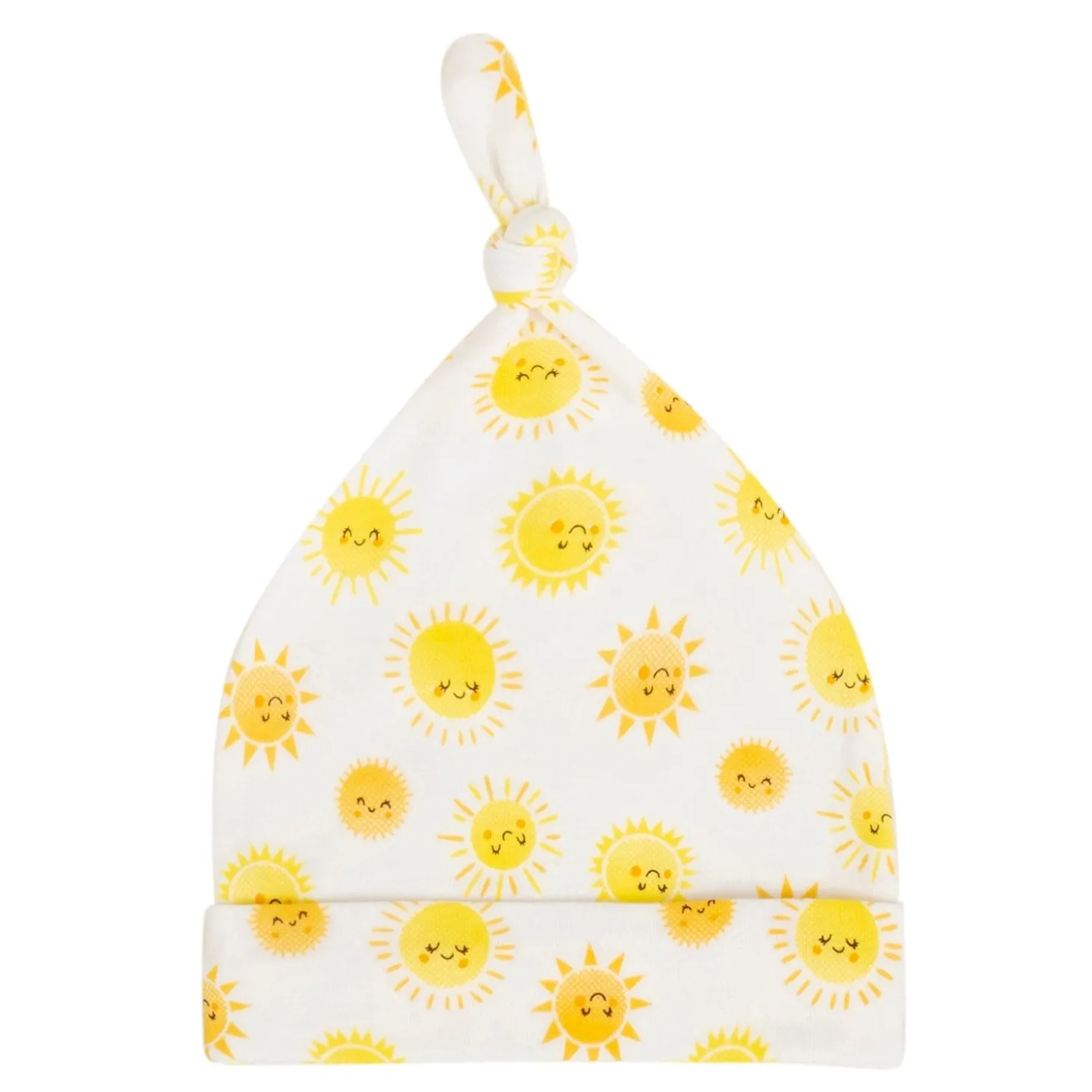 Baby Moo Mommy's Little Sunshine Knotted Infants Ultra Soft 100% Cotton All Season Pack of 3 Caps - Yellow