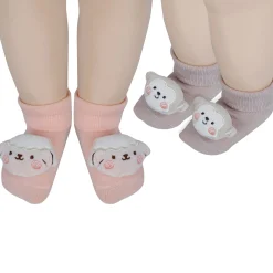 Baby Moo Monkey 3D Rattle Anti-Skid Socks Booties Pack of 2 - Multicolour