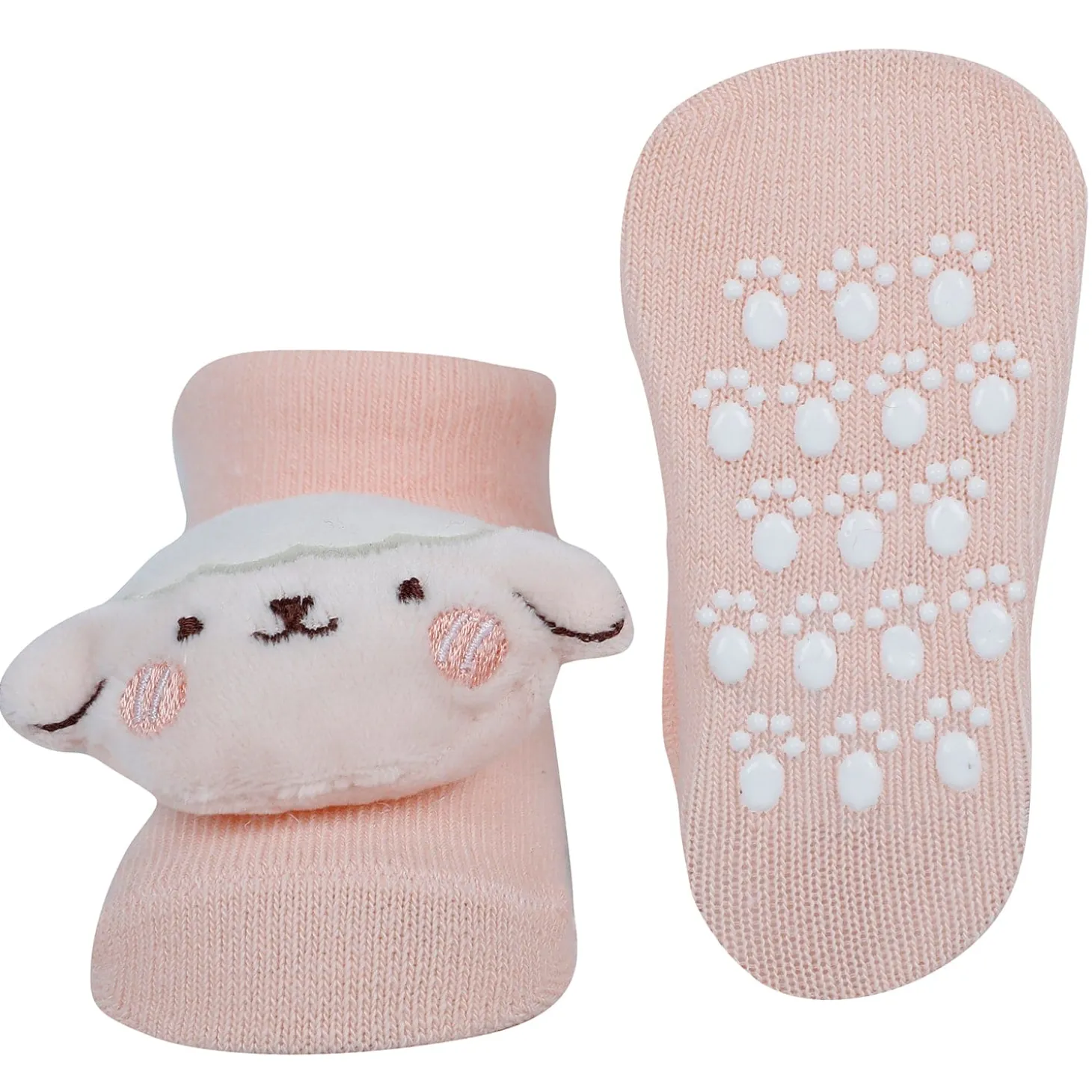 Baby Moo Monkey 3D Rattle Anti-Skid Socks Booties Pack of 2 - Multicolour