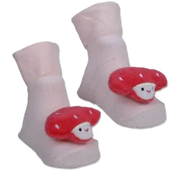 Baby Moo Mushroom Cotton Anti-Skid 3D Socks - Pink