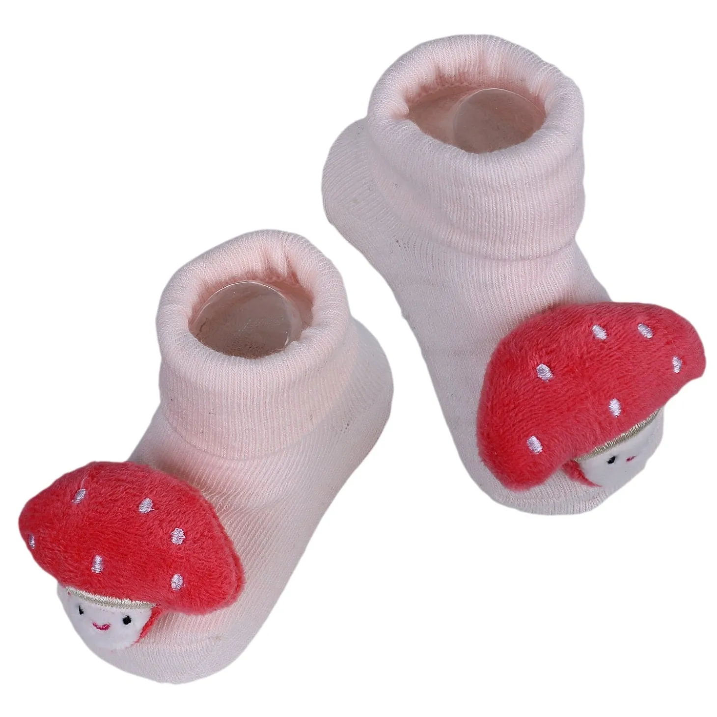 Baby Moo Mushroom Cotton Anti-Skid 3D Socks - Pink
