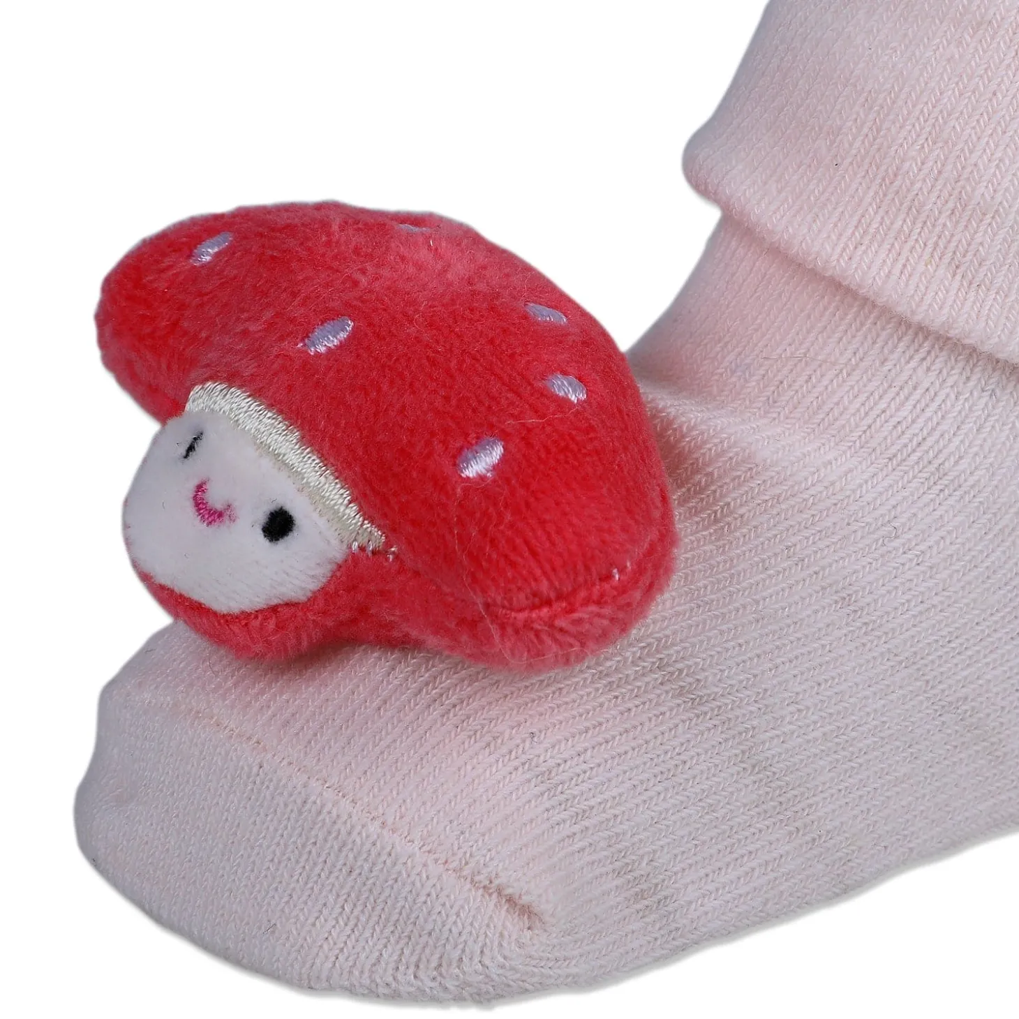 Baby Moo Mushroom Cotton Anti-Skid 3D Socks - Pink