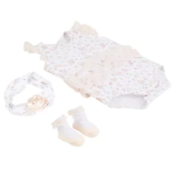 Baby Moo My Little Heart Gift Set 3 Piece With Bodysuit, Socks And Headband - Beige