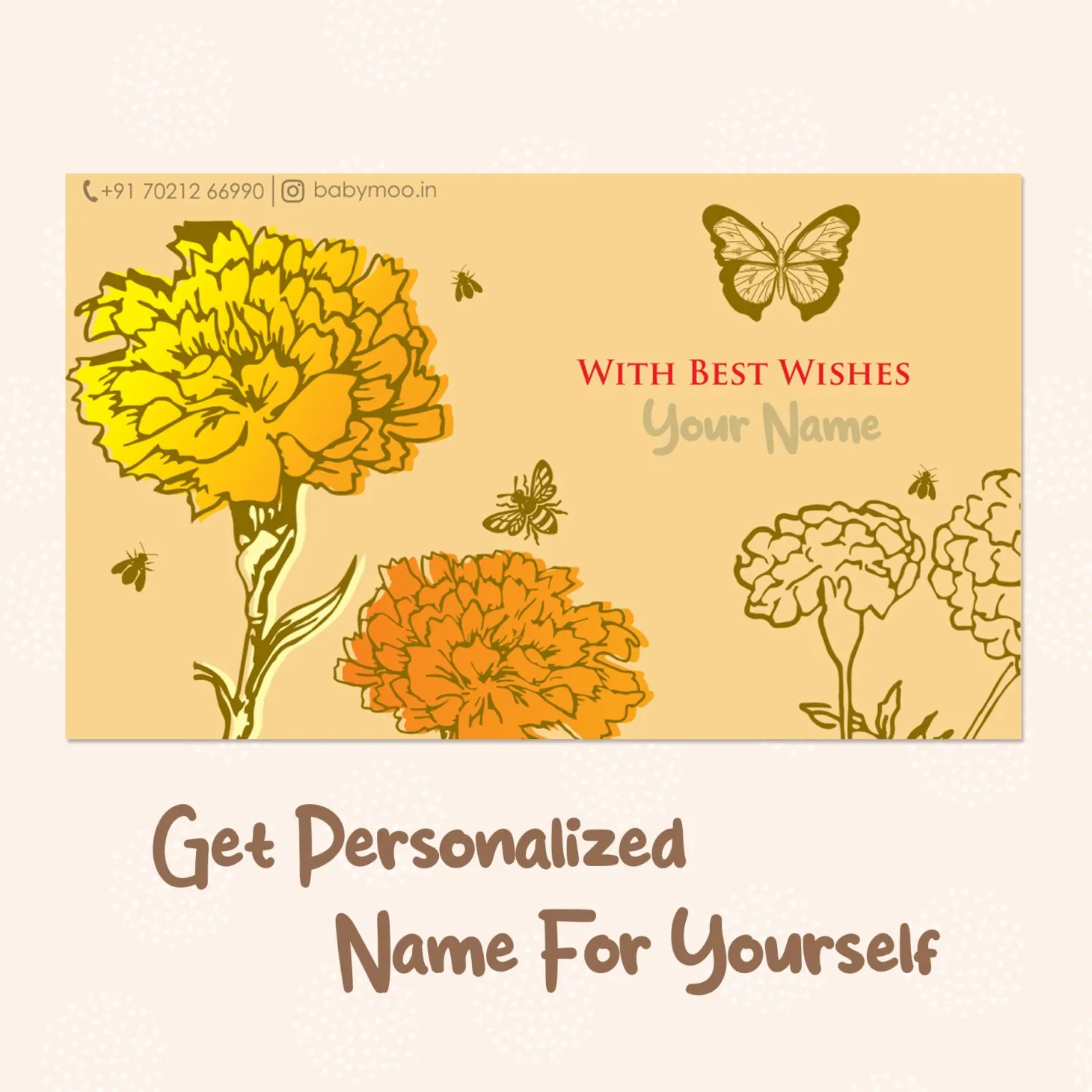 Baby Moo Nature 40 Gift Card Pack Personalised Gold Foil Premium Wish Tags - Brown