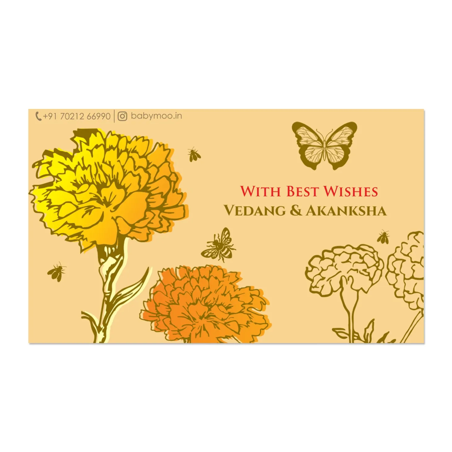 Baby Moo Nature 40 Gift Card Pack Personalised Gold Foil Premium Wish Tags - Brown