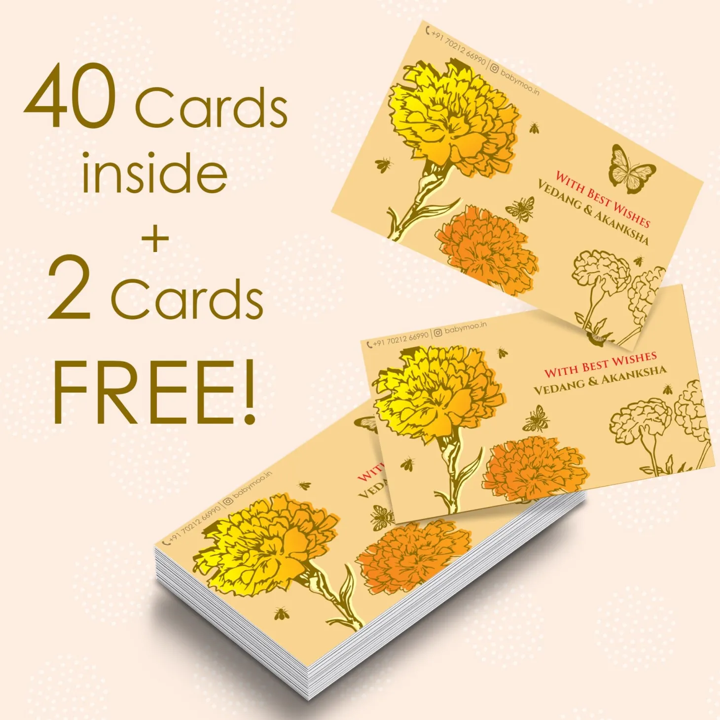 Baby Moo Nature 40 Gift Card Pack Personalised Gold Foil Premium Wish Tags - Brown