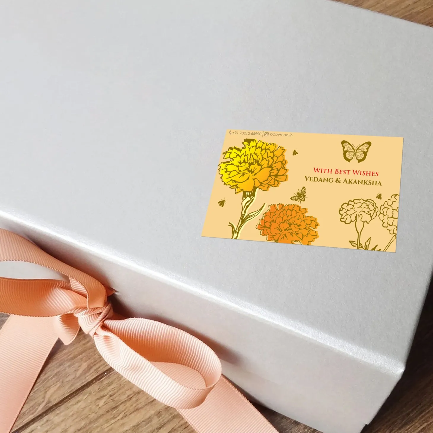 Baby Moo Nature 40 Gift Card Pack Personalised Gold Foil Premium Wish Tags - Brown