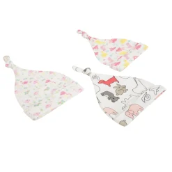 Baby Moo Nature Lover Knotted Infants Ultra Soft 100% Cotton All Season Pack of 3 Caps - White