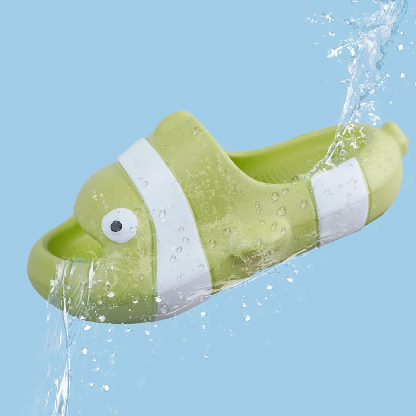 Baby Moo Nemo Waterproof Soft Slippers Anti-Skid Sliders - Green