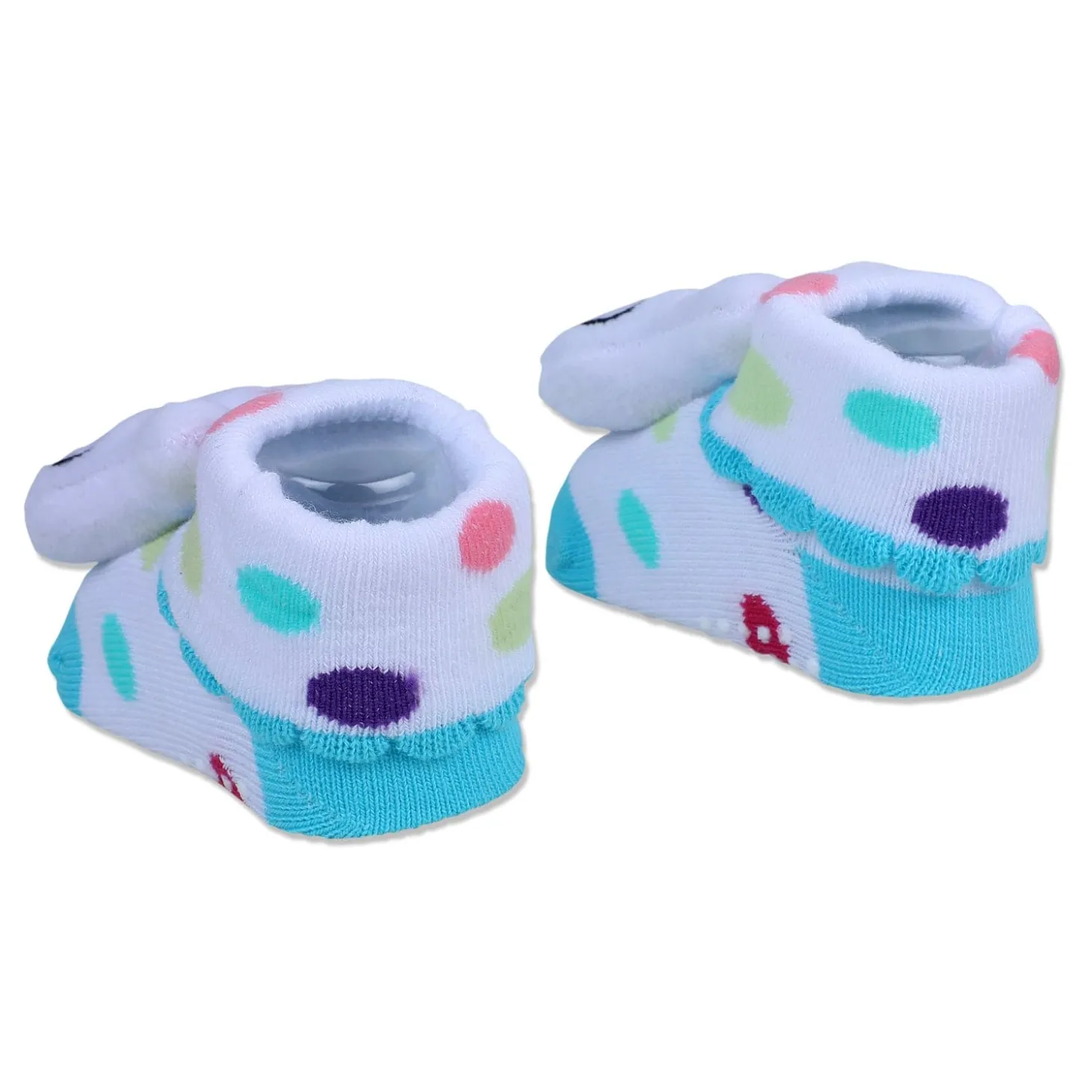 Baby Moo Nerdy Bunny Cotton Anti-Skid 3D Socks - White