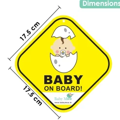Baby Moo Newborn Car Safety Sign With Vacuum Suction Cup Clip - Yellow