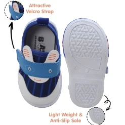 Baby Moo Ninja Rabbit Velcro Strap Anti-Skid Chu Chu Sound Sneakers - Blue