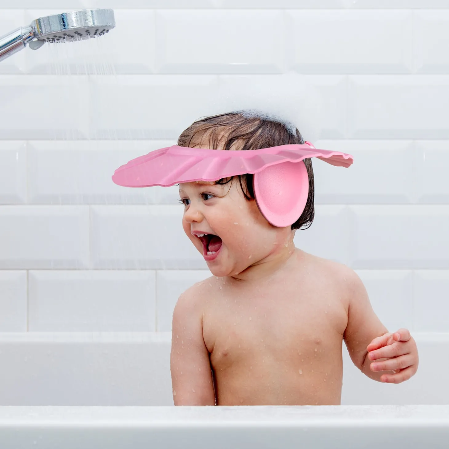 Baby Moo No Tears Safe Adjustable Bathing Shower Cap - Pink