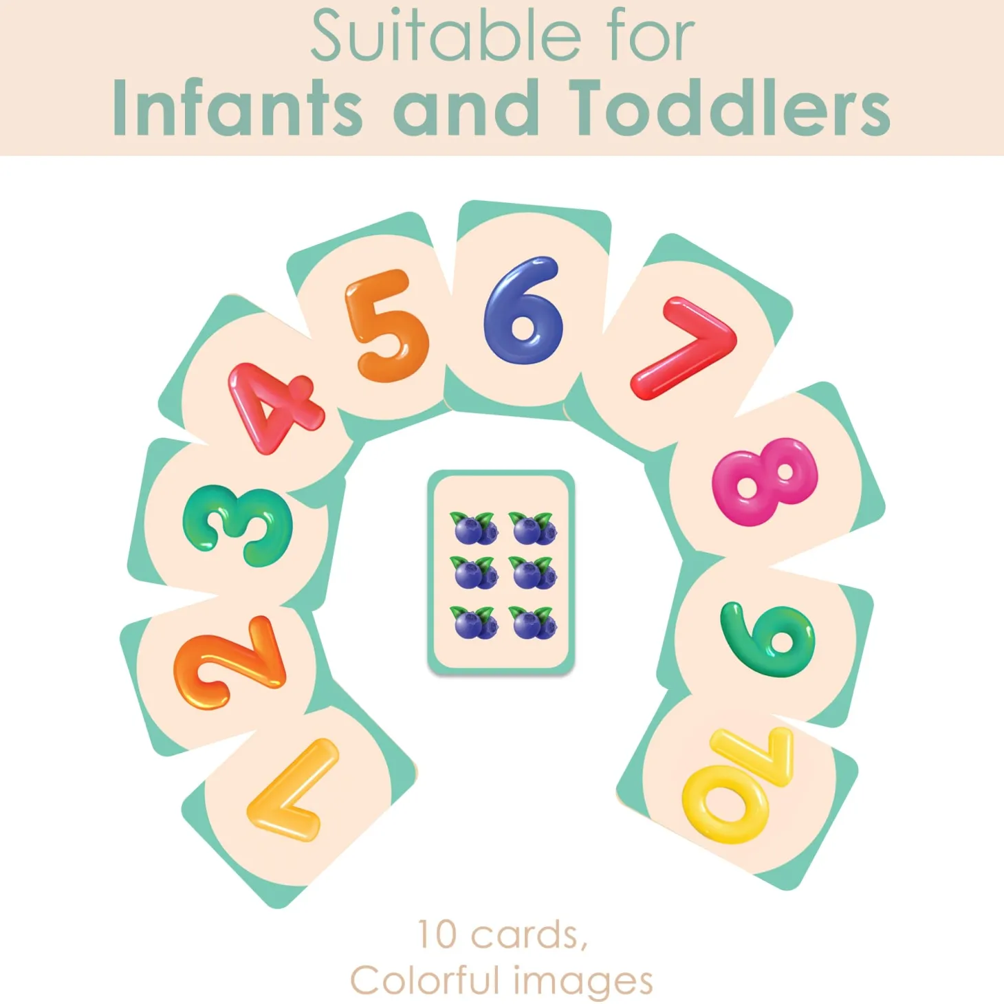 Baby Moo Numbers 1 To 10 Flash Cards - Green, Peach