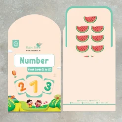 Baby Moo Numbers 1 To 10 Flash Cards - Green, Peach