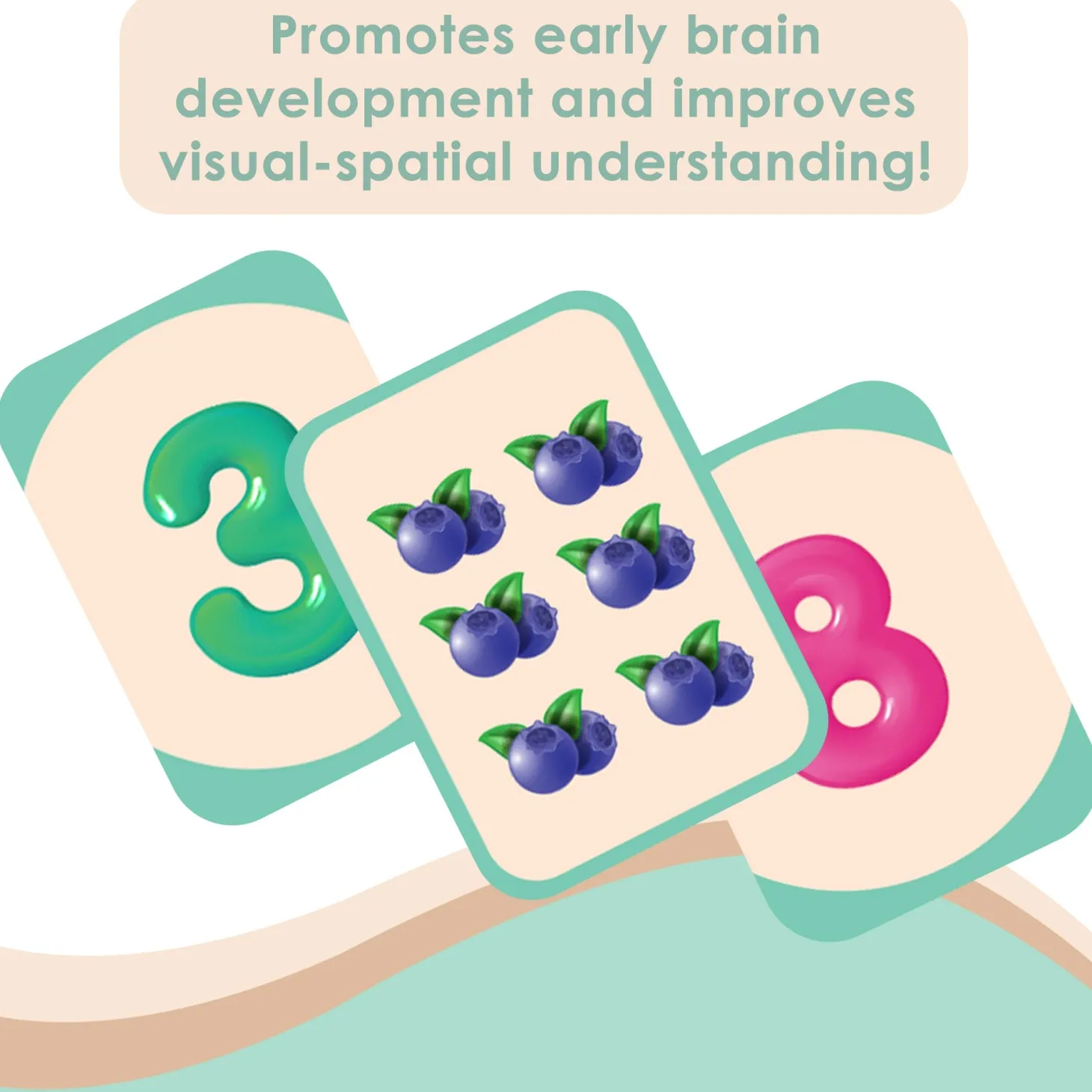 Baby Moo Numbers 1 To 10 Flash Cards - Green, Peach