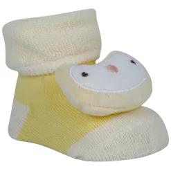 Baby Moo Owl 3D Rattle Anti-Skid Socks Booties Pack of 2 - Yellow, Pink