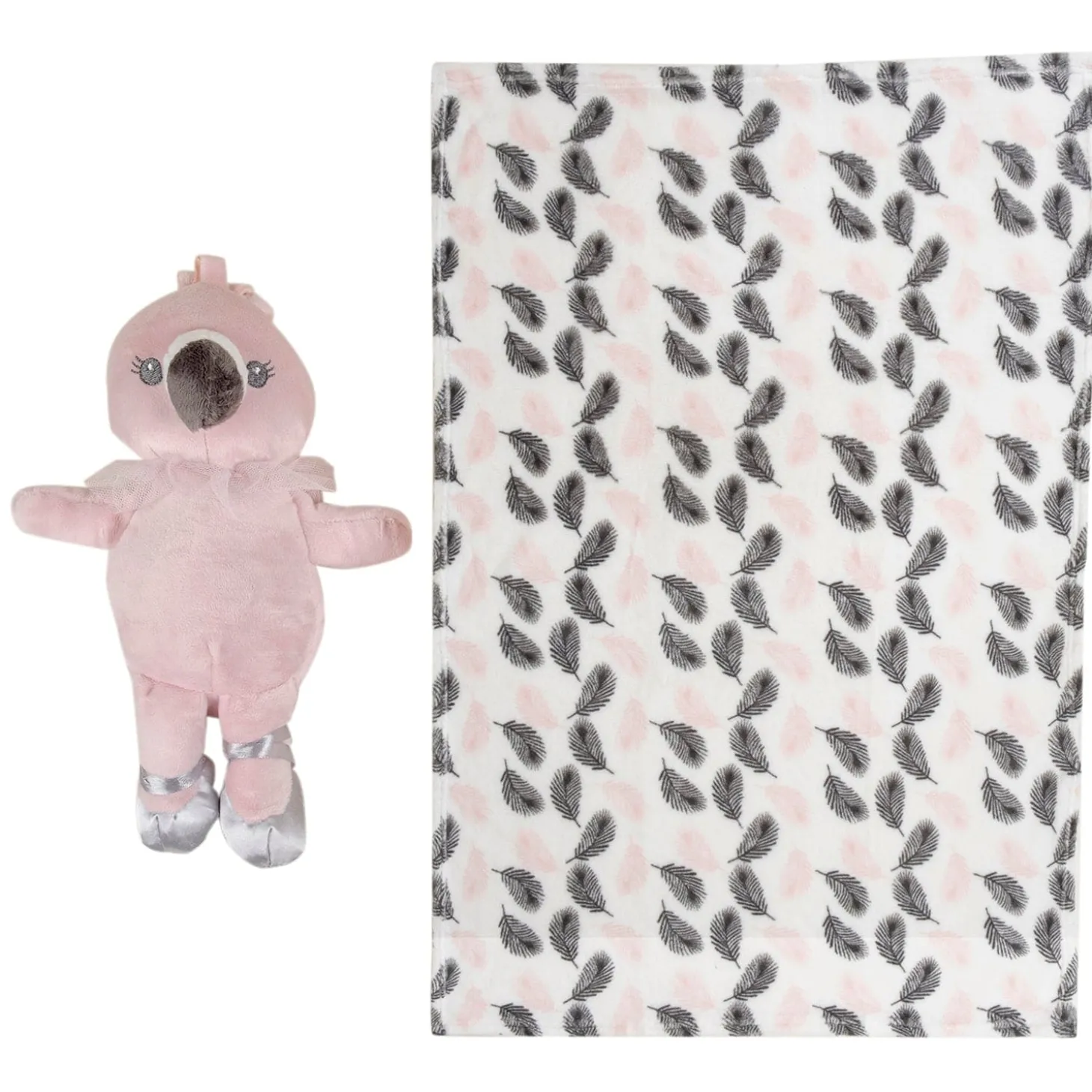 Baby Moo Owl Snuggle Buddy Soft Rattle and Plush Blanket Gift Toy Blanket - White