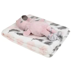 Baby Moo Owl Snuggle Buddy Soft Rattle and Plush Blanket Gift Toy Blanket - White