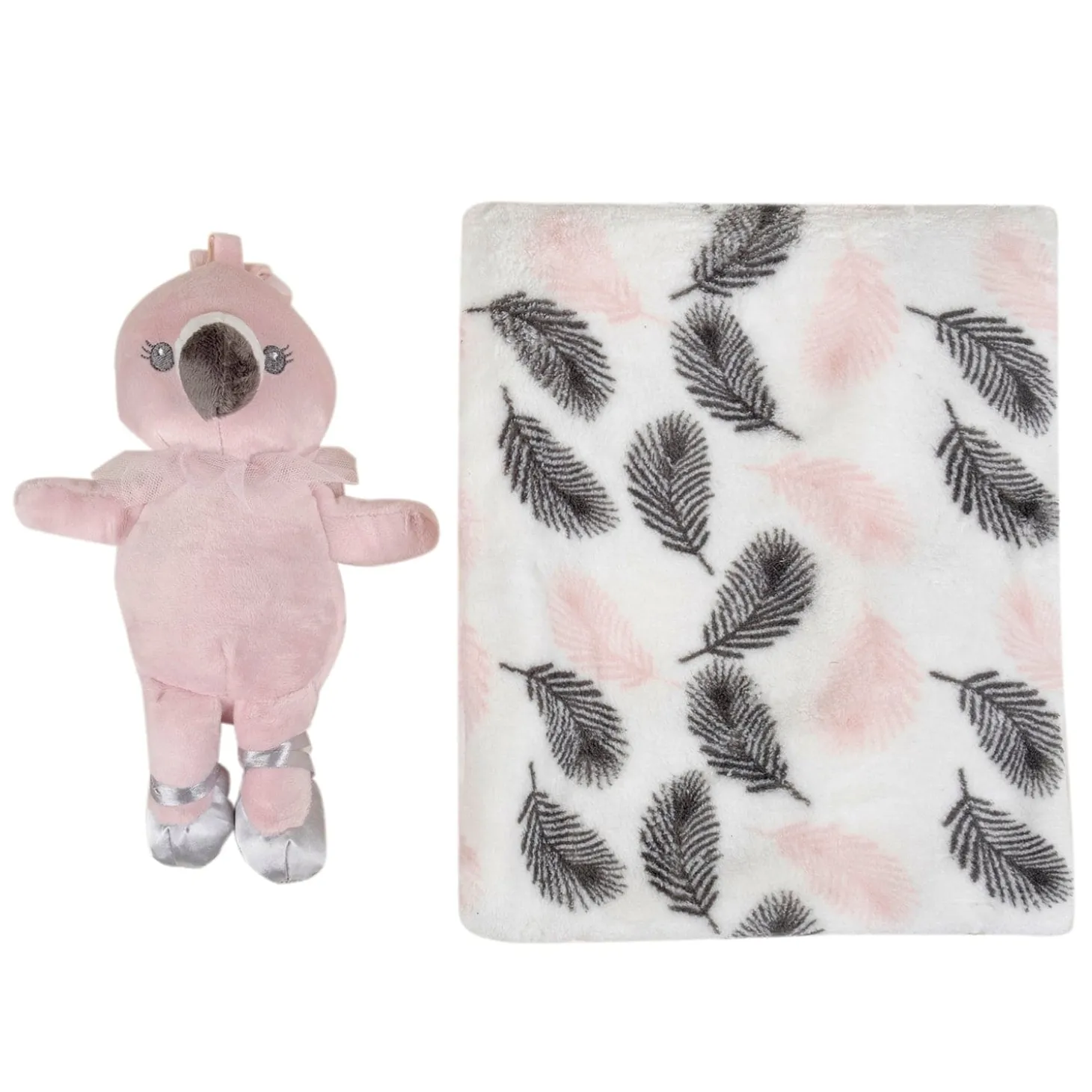 Baby Moo Owl Snuggle Buddy Soft Rattle and Plush Blanket Gift Toy Blanket - White