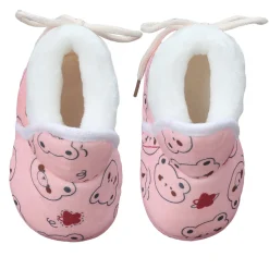 Baby Moo Panda Face Printed Soft Slip-On Anti-Skid Plush Warm Booties - Pink