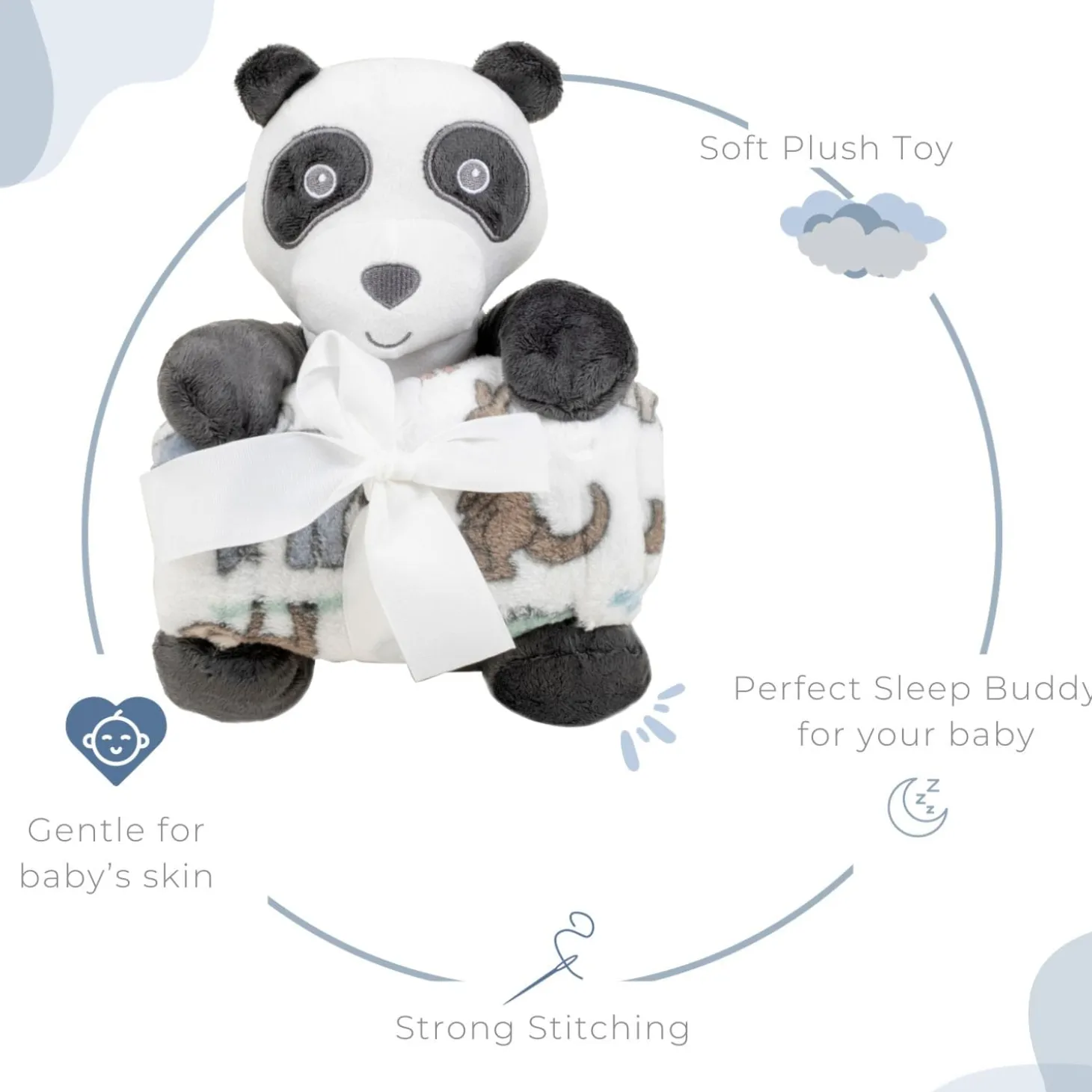 Baby Moo Panda Snuggle Buddy Soft Rattle and Plush Blanket Gift Toy Blanket - Black