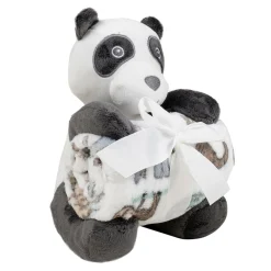 Baby Moo Panda Snuggle Buddy Soft Rattle and Plush Blanket Gift Toy Blanket - Black