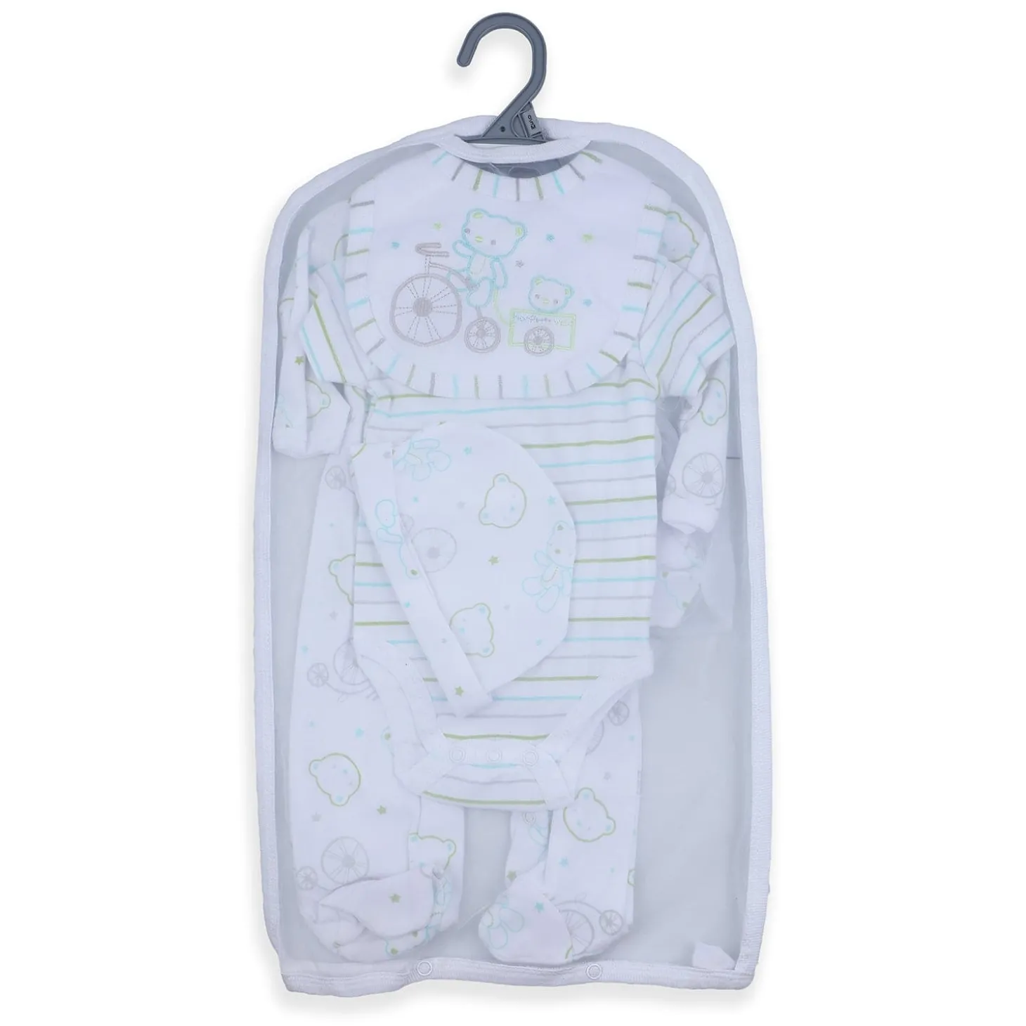 Baby Moo Papa Bear Infant Soft 5 pcs Romper Gift Set - White