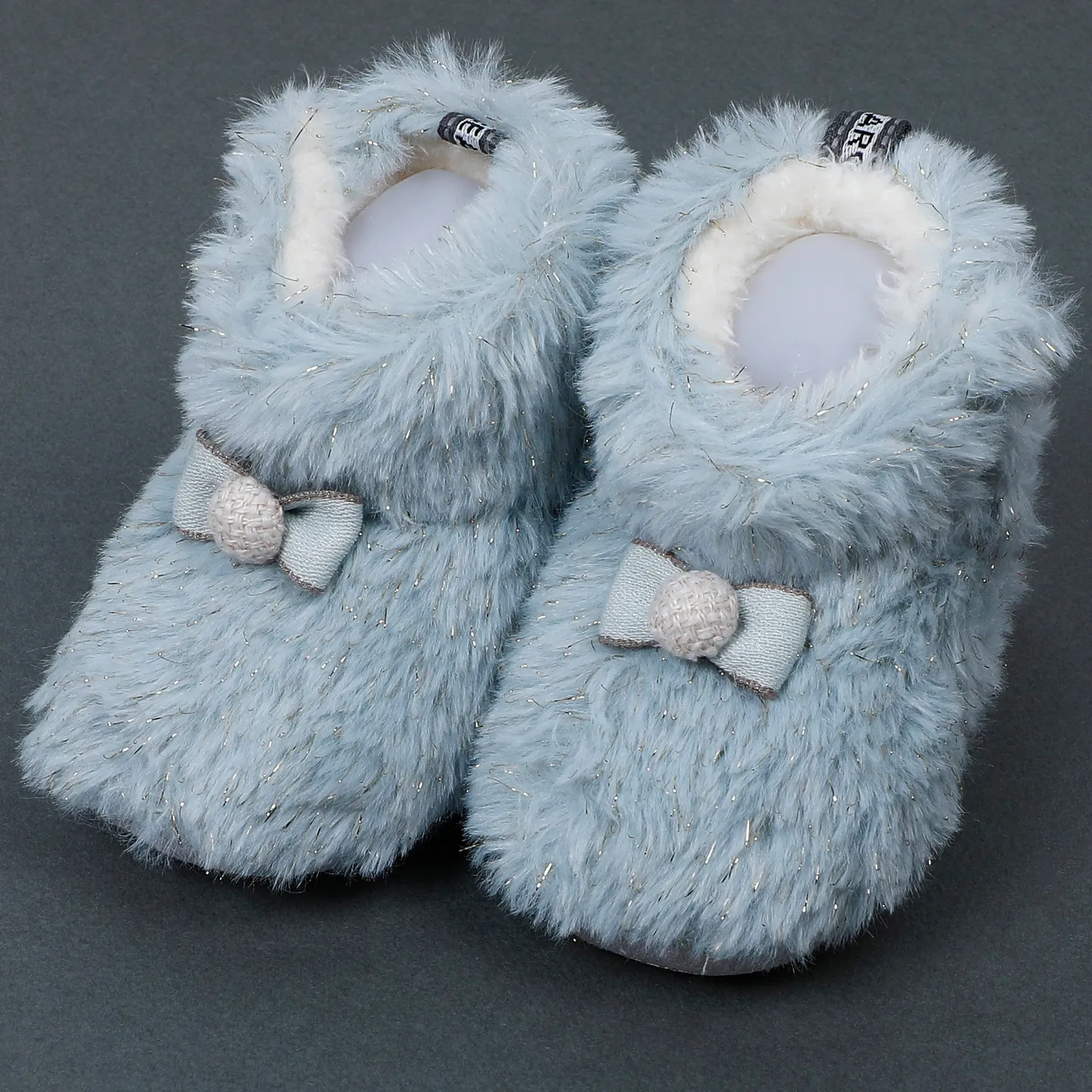 Baby Moo Papa's Angel Velcro Warm Furry Booties - Blue