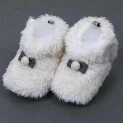 Baby Moo Papa's Angel Velcro Warm Furry Booties - Cream
