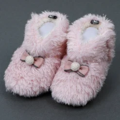 Baby Moo Papa's Angel Velcro Warm Furry Booties - Pink