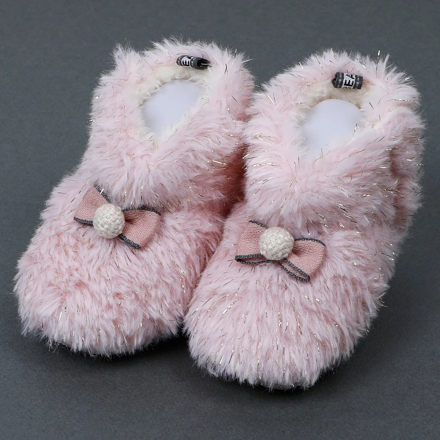 Baby Moo Papa's Angel Velcro Warm Furry Booties - Pink